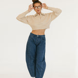 Magnolia V Neck Sweater - Lt Taupe