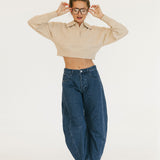 Magnolia V Neck Sweater - Lt Taupe