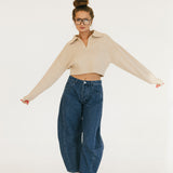 Magnolia V Neck Sweater - Lt Taupe