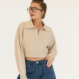 Magnolia V Neck Sweater - Lt Taupe