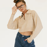 Magnolia V Neck Sweater - Lt Taupe