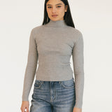 Miley Ribbed Knit Top - Heather Grey