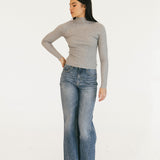 Miley Ribbed Knit Top - Heather Grey