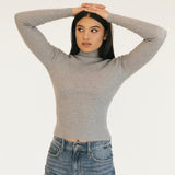 Miley Ribbed Knit Top - Heather Grey