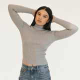 Miley Ribbed Knit Top - Heather Grey