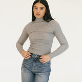 Miley Ribbed Knit Top - Heather Grey