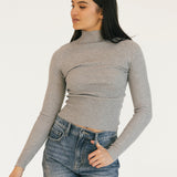 Miley Ribbed Knit Top - Heather Grey