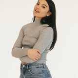 Miley Ribbed Knit Top - Heather Grey