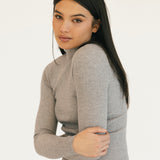 Miley Ribbed Knit Top - Heather Grey