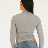 Miley Ribbed Knit Top - Heather Grey