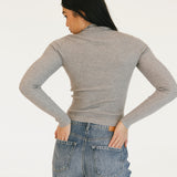 Miley Ribbed Knit Top - Heather Grey