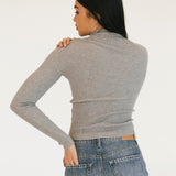 Miley Ribbed Knit Top - Heather Grey