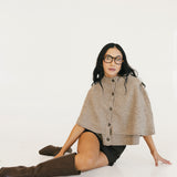 Sarah Solid Short Sleeve Cape Top - Khaki