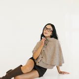 Sarah Solid Short Sleeve Cape Top - Khaki