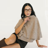 Sarah Solid Short Sleeve Cape Top - Khaki