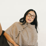 Sarah Solid Short Sleeve Cape Top - Khaki