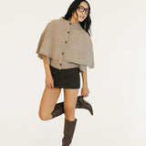 Sarah Solid Short Sleeve Cape Top - Khaki