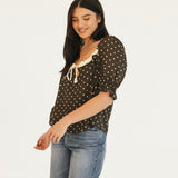 Morgan Polka Dot Top - Dark Brown