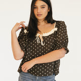 Morgan Polka Dot Top - Dark Brown