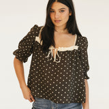 Morgan Polka Dot Top - Dark Brown