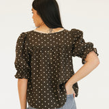 Morgan Polka Dot Top - Dark Brown