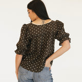 Morgan Polka Dot Top - Dark Brown