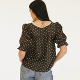 Morgan Polka Dot Top - Dark Brown
