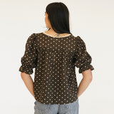 Morgan Polka Dot Top - Dark Brown