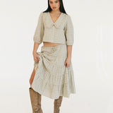 Casey Plaid Button Blouse Top - Olive