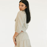 Casey Plaid Button Blouse Top - Olive