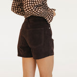Alis Suede High-Rise Shorts - Brown