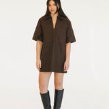 Valorie Pocket Mini Dress - Brown