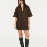 Valorie Pocket Mini Dress - Brown