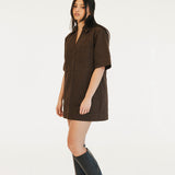 Valorie Pocket Mini Dress - Brown