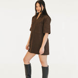 Valorie Pocket Mini Dress - Brown
