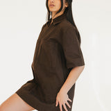 Valorie Pocket Mini Dress - Brown