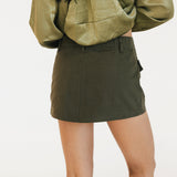 Kyndall Mini Cargo Skirt - Dark Olive