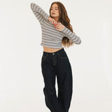 Ava Striped Long Sleeve - Grey Multi