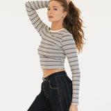 Ava Striped Long Sleeve - Grey Multi