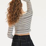 Ava Striped Long Sleeve - Grey Multi