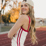 FitFlow Mini Skirt - White/ Crimson Red