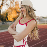 FitFlow Mini Skirt - White/ Crimson Red