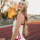 FitFlow Mini Skirt - White/ Crimson Red