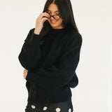 Pau Oversized Drop Shoulder Sweater - Black