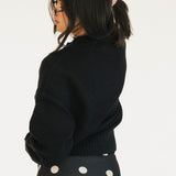 Casey Satin Midi Skirt - Black/Cream Polka Dot