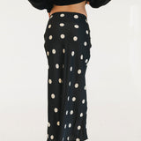 Casey Satin Midi Skirt - Black/Cream Polka Dot