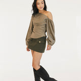 Peyton One Shoulder Balloon Sleeve Top