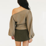 Peyton One Shoulder Balloon Sleeve Top