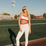 Fancy FitFlow Double Lined Leggings - White/ Crimson Red