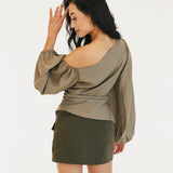 Peyton One Shoulder Balloon Sleeve Top
